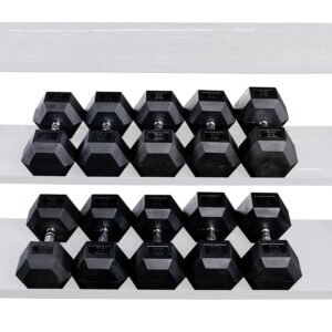 Body-Solid Rubber Coated Hexagon Dumbbells, Hand Weights For Men and Women, Weig...