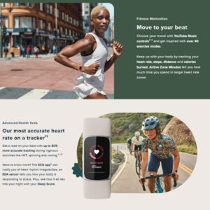 Fitbit Charge 6 Fitness Tracker Watch (Coral) Bundle with 2 Watch Bands, 3.3foot...