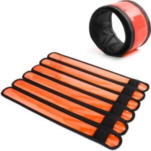 Pack of 6 LED Light Up Band Slap Bracelets Night Safety Wrist Band for Cycling W...