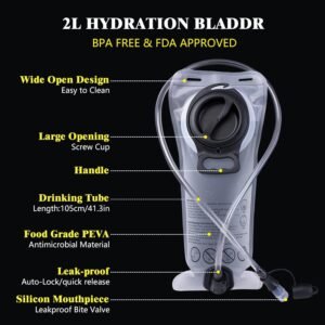 Hydration Backpack Pack with Cool Lights, 2L Water Bladder, Lightweight Bag for ...