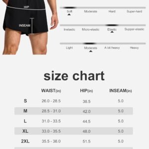 Mens Shorts 2Pack 5 Inch Inseam Athletic Drawstring Elastic Waist 2-in-1 with Li...