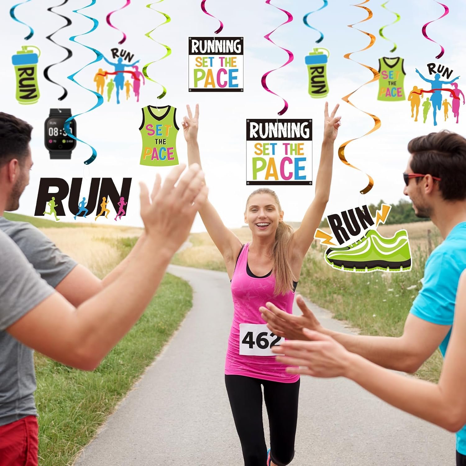 FOZEE Runner Marathon Hanging Swirls, Running Celling Decoration, Marathon Party...