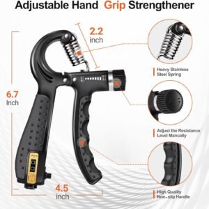 Grip Strength Trainer Kit (5 Pack) Adjustable Resistance Hand Gripper,Finger Exe...