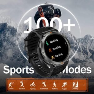 Military Smart Watch for Men with LED Flashlight 1.45” Rugged 3ATM Waterproof Sm...