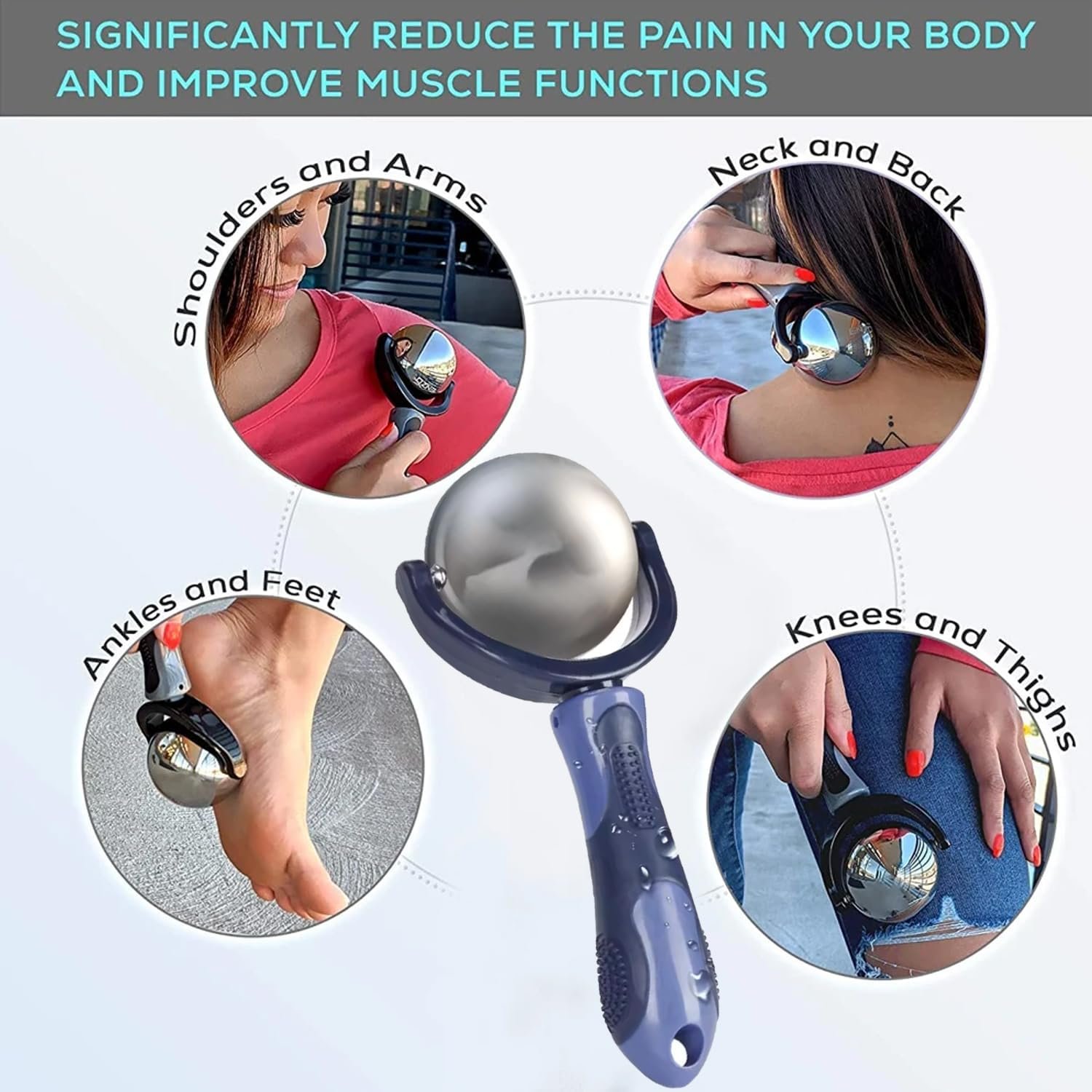 Cryo Roller Ball Cold Massage with Handle, 2.7 Inches Cryosphere Cold Massager I...