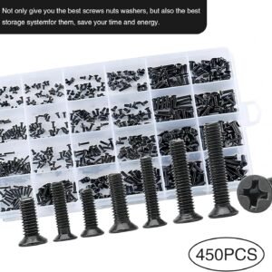 450 PCS Car Cross Countersunk Head Screws Classification Set, 15 Specs M2 M2.5 M...