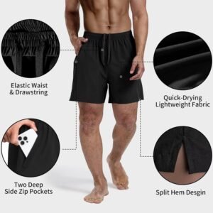 3 Pack Men's Athletic Running Shorts 5 Inch Gym Workout Shorts Quick Dry Active ...