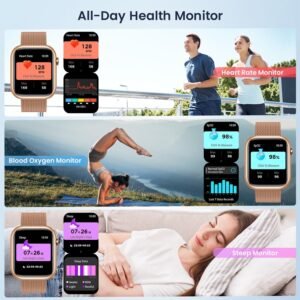 Smartwatch for Women Android Fitness Tracker: Gold Smart Watch Answer/Make Bluet...