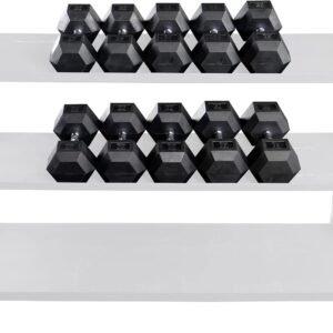 Body-Solid Rubber Coated Hexagon Dumbbells, Hand Weights For Men and Women, Weig...