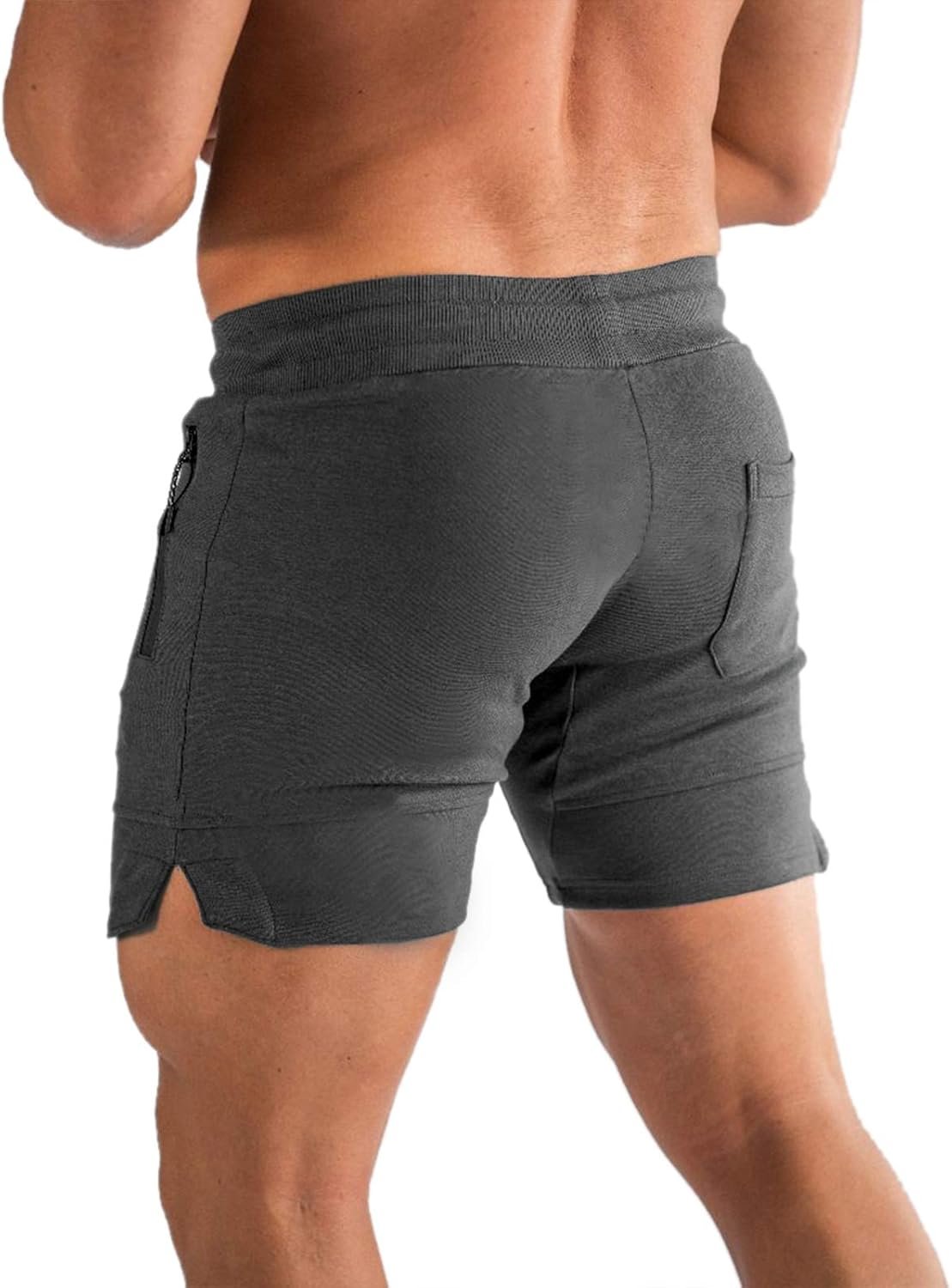 PIDOGYM Men's 5" Gym Workout Shorts,Fitted Jogging Short Pants for Bodybuilding ...