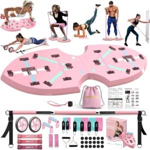 LALAHIGH Portable Home Gym System for Men and Women:Push Up Board, Pilates Bar &...