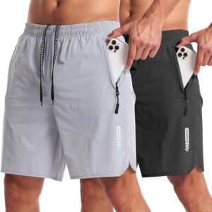 CANGHPGIN 2 Pack Mens Workout Athletic Shorts 7 inch Inseam Quick Dry Hiking Sho...