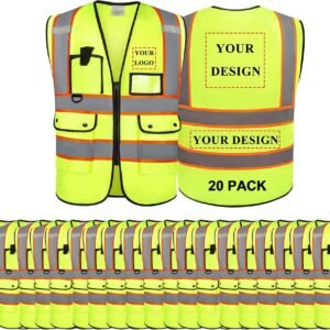 Custom Logo Safety Vest Customize Class 2 Visibility Reflective Vests Bulk with ...