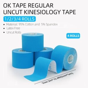 OK TAPE Regular Kinesiology Tape (4 Pack), Original Cotton Athletic Tape for Sup...