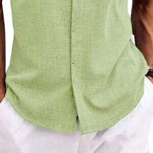 JEKE-DG Men's Button Lapel Lightweight T-Shirt Casual Short Sleeve Linen Tees Fa...