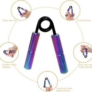 Gradient Color Metal Hand Grip Strengthener Including 50LB-350LB Non-Slip Heavy ...