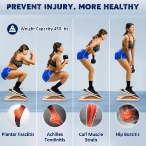 Portable Wooden Slant Board for Calf Stretching Squats Calf Stretcher Pilates Ph...