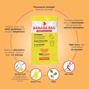Banana Bag Oral Solution: Sweet Orange (5-Pack) Pharmacist Formulated Electrolyt...