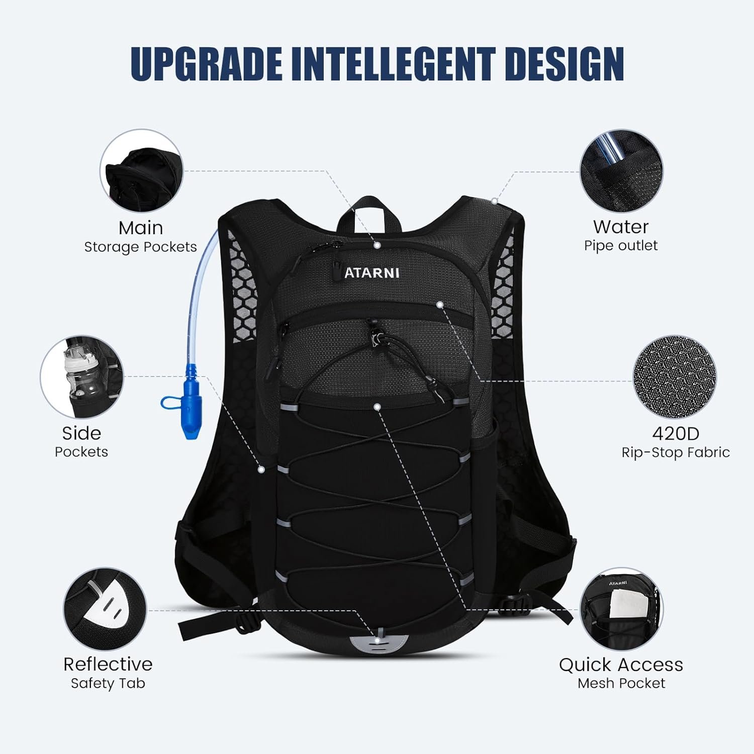 Hiking Hydration Backpack Lightweight Pack - Water Backpack with 2L Hydration Bl...