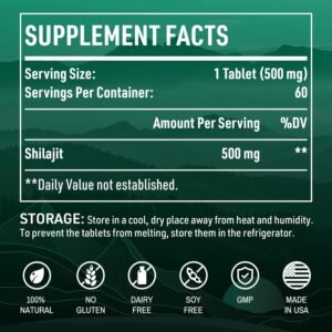 30,000 MG Shilajit Tablets, Shilajit Himalayan Organic, with Fulvic Acid & 85+ T...