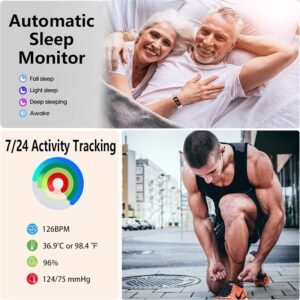 Fitness Tracker with Heart Rate Monitor, 1.1" AMOLED Screen Smart Watch, Activit...