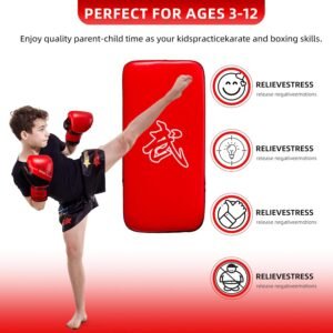 4-in-1 Kids Boxing Pads Gloves Kick Punching Mitts Set, Leather Hand Target Focu...