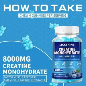 2 Packs 8000Mg Creatine Monohydrate Gummies for Men, Chewable Creatine Monohydra...