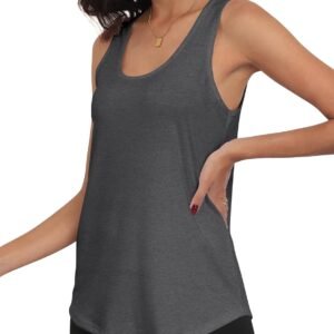 Smile Fish Women Scoop Neck Flowy Loose Fit Tank Top Sleeveless Summer Tops Shir...