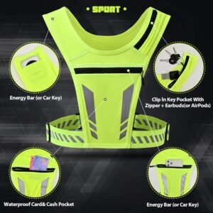 Reflective Vest Chest Phone Holder, Adjustable Hydration Training Workout Gear f...