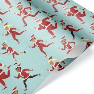 Funny Marathon Runner Gift Wrap Thick Wrapping Paper Christmas Holiday Santa Jog...