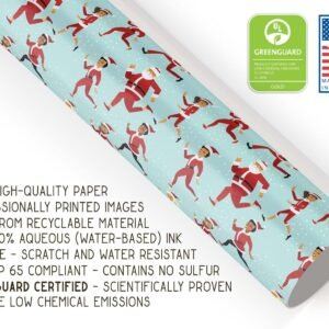 Funny Marathon Runner Gift Wrap Thick Wrapping Paper Christmas Holiday Santa Jog...