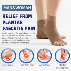 Ankle Compression Sleeve Open Toe Ankle Compression Socks Plantar Fasciitis Sock...