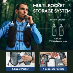 Haimont Running Hydration Vest Pack 5L Lightweight Run Water Vest, Adjustable Hy...