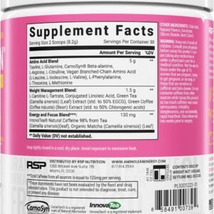 RSP NUTRITION AminoLean Pre Workout Powder, Amino Energy & Weight Management wit...