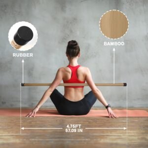 RitFit 5ft Natural Bamboo Yoga Stick, Exercise Stick, Stretching Stick, Versatil...