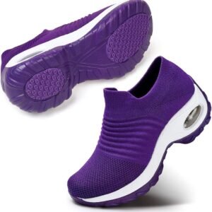 STQ Slip On Breathe Mesh Walking Shoes Women Fashion Sneakers Comfort Wedge Plat...