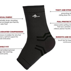 ABIRAM Foot Sleeve (Pair) with Compression Wrap, Ankle Brace For Arch, Ankle Sup...