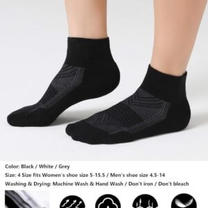 CelerSport 6 Pack Men's Ankle Socks with Cushion, Sport Athletic Running Socks