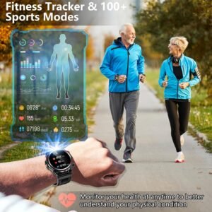 Military Smart Watch for Men Women, 1.52" HD Bluetooth Fitness Tracker for iPhon...