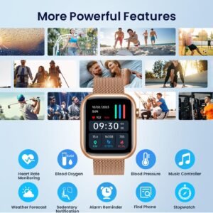 Smartwatch for Women Android Fitness Tracker: Gold Smart Watch Answer/Make Bluet...