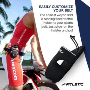 Fitletic 8-ounce Sport Water Bottle with Holster Attachable to Belts. No-Bite Ca...