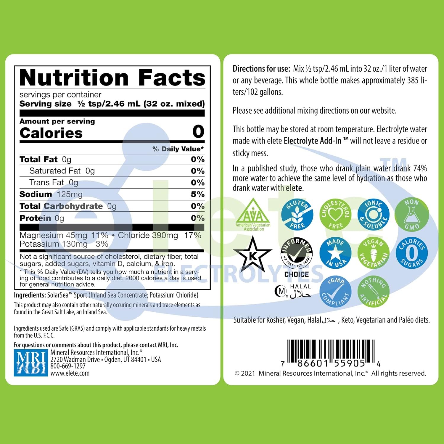 elete – Electrolyte Add-In – 1 Pocket Bottle – 4 Essential Electrolytes Concentr...