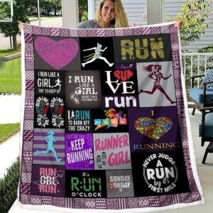 BEDMUST Runner Girl Throw Blanket Try to Keep Up Love Running Blanket Custom Cro...