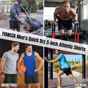 3 Pack Men's Athletic Running Shorts 5 Inch Gym Workout Shorts Quick Dry Active ...