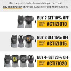 Actizio Men's Workout Shirt Sweat Activated Motivational Exercise Gym Moisture W...