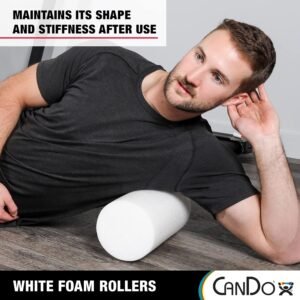 CanDo White PE Foam Rollers for Exercise, Finess, Muscle Restoration, Massage Th...