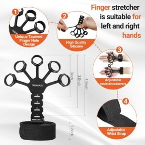 Grip Strength Trainer Kit (5 Pack) Adjustable Resistance Hand Gripper,Finger Exe...