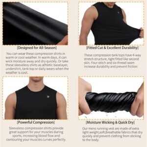 TELALEO 5 Pack Men's Athletic Compression Shirts Sleeveless Workout Tank Top Spo...