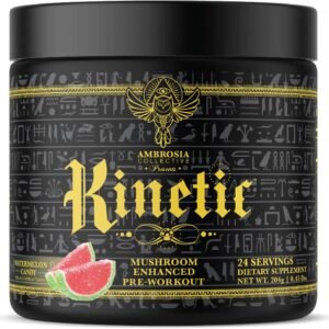 Ambrosia Kinetic Organic Preworkout, Mushroom Enhanced Natural Pre Workout Suppl...