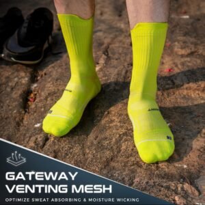 Coolmax Compression Running Socks 3 Pairs, Cushion Crew Socks, Anti-Blister Mois...